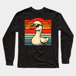 Silly Goose in Sunglasses Pun Meme Pool Funny Goose Long Sleeve T-Shirt